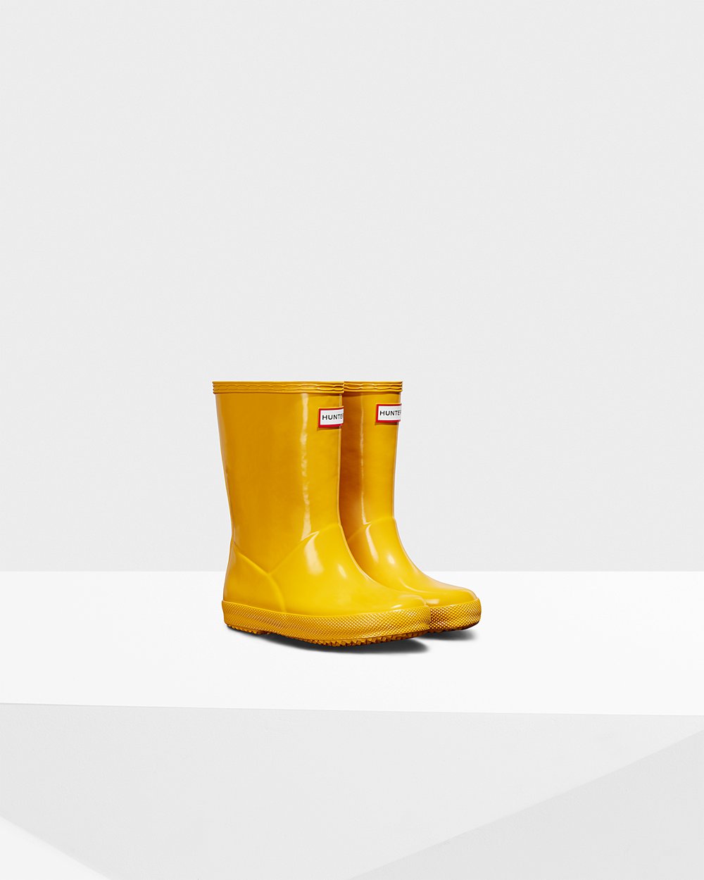 Hunter Original First Classic Gloss Rain Boots - Clearance Kids Yellow - RUJIBC816